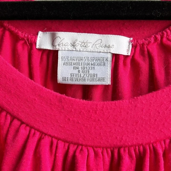 Charlotte Russe Hot Pink Blouse | Hot Pink Shirt | Stretchy Shirt | Pink - Picture 6 of 8